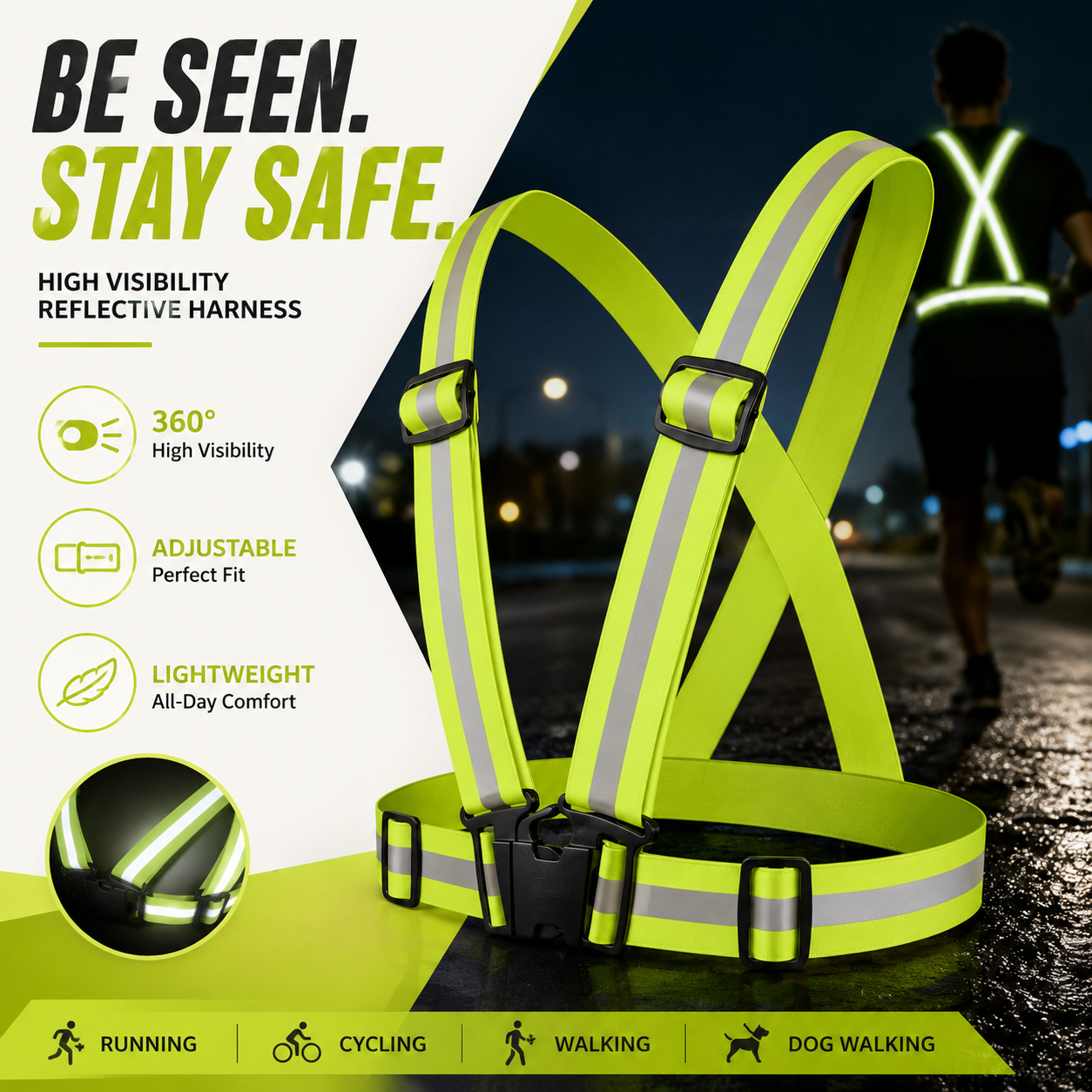 Running Gear In Winter - High Visibility Reflective Safety Vest Neon