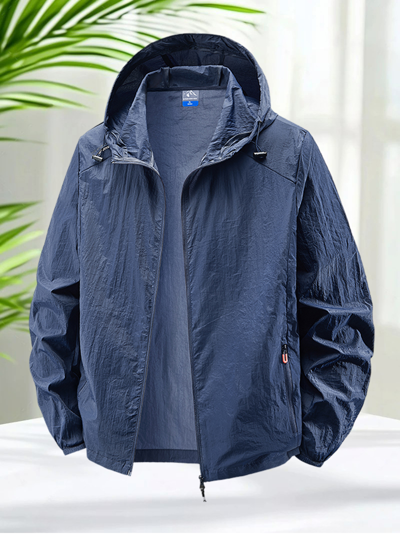 Men's Hooded Sun Protection Ja - Reflective Running Jacket ulasan dan harga