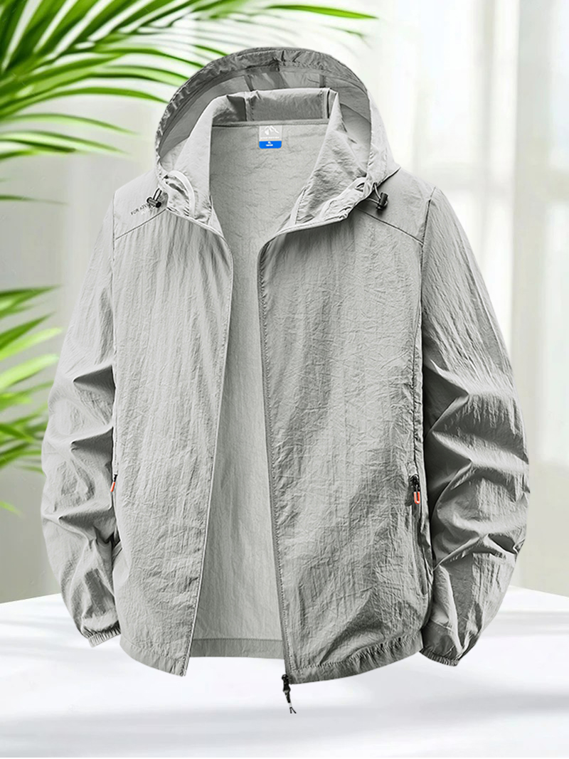 Men's Hooded Sun Protection Ja - Reflective Running Jacket ulasan dan harga