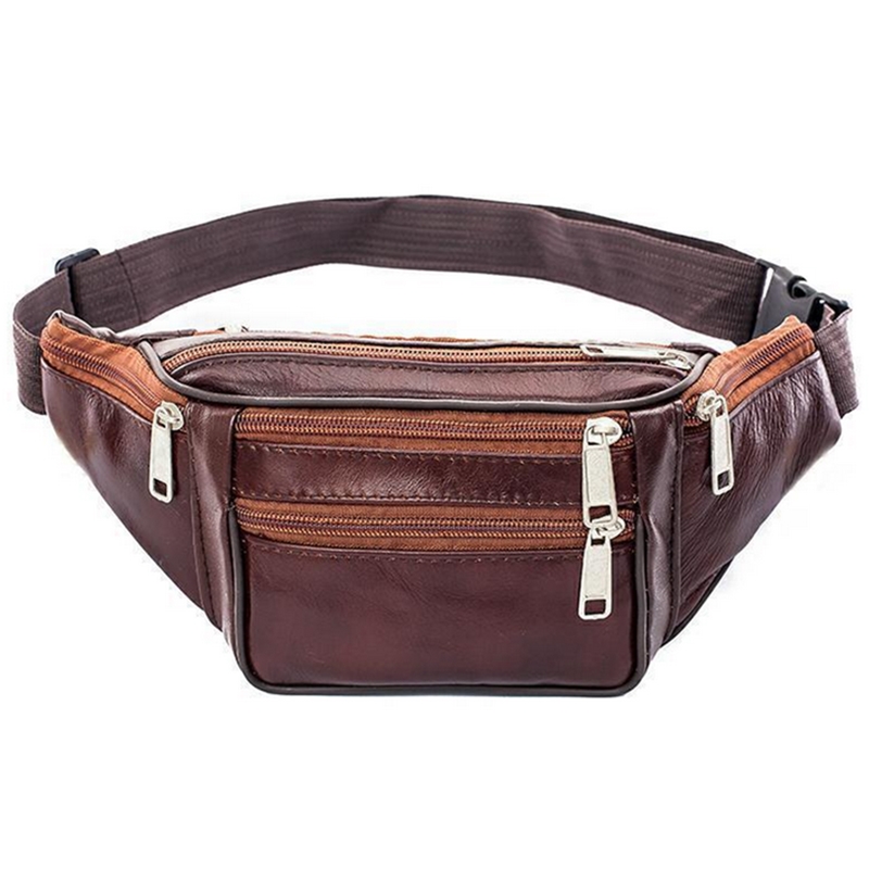 Leather Men Waist Chest Bag Th - Running Gear Organizer ulasan dan harga